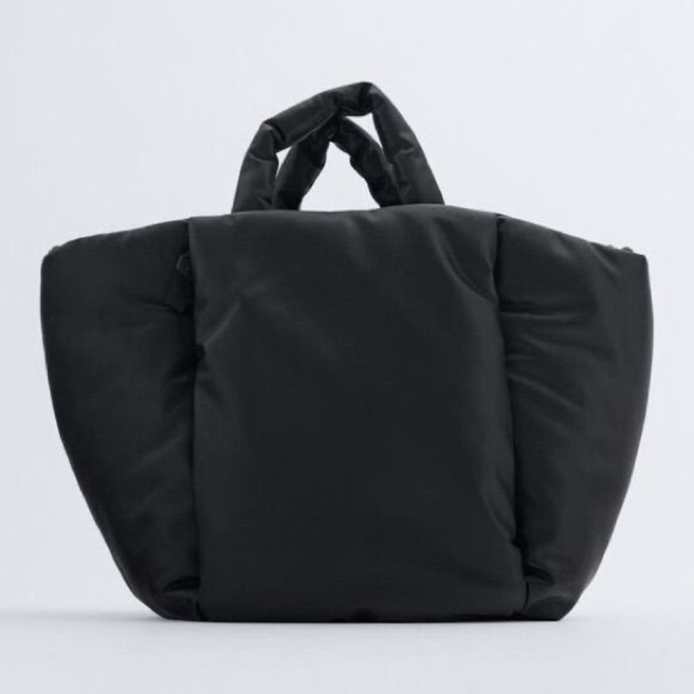Zara Quilted Shopper Black Women's Tote Bag